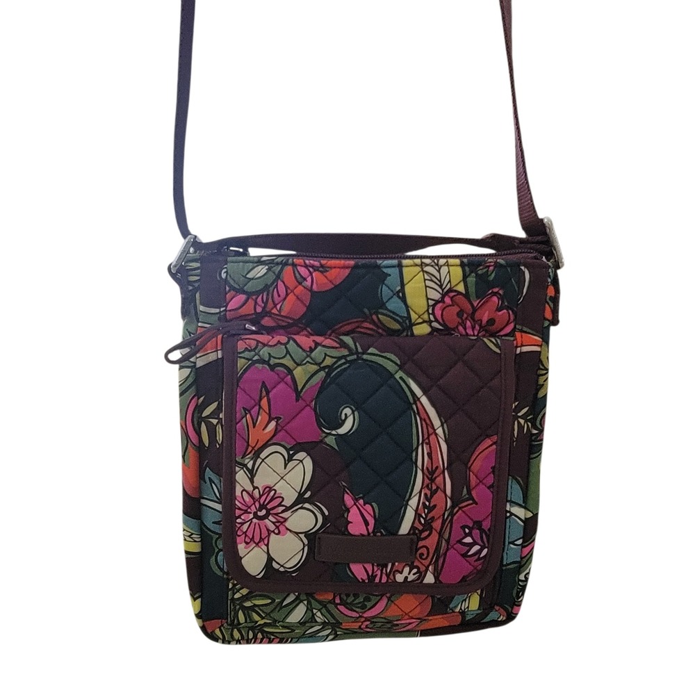 Vera Bradley Iconic RFID Mini Hipster Crossbody Adjustable Strap Plum Multicolor